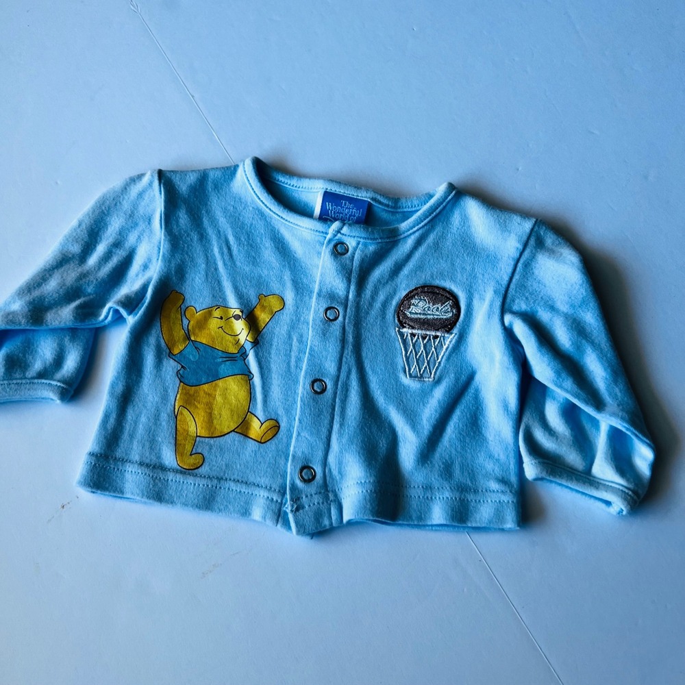 Vintage Disney Winnie the Pooh Basketball Shirt 3-6M Cotton Long Sleeve